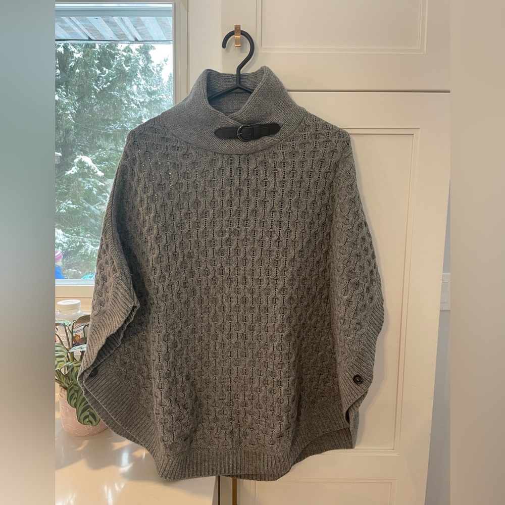 Grey knit poncho - massimo dutti